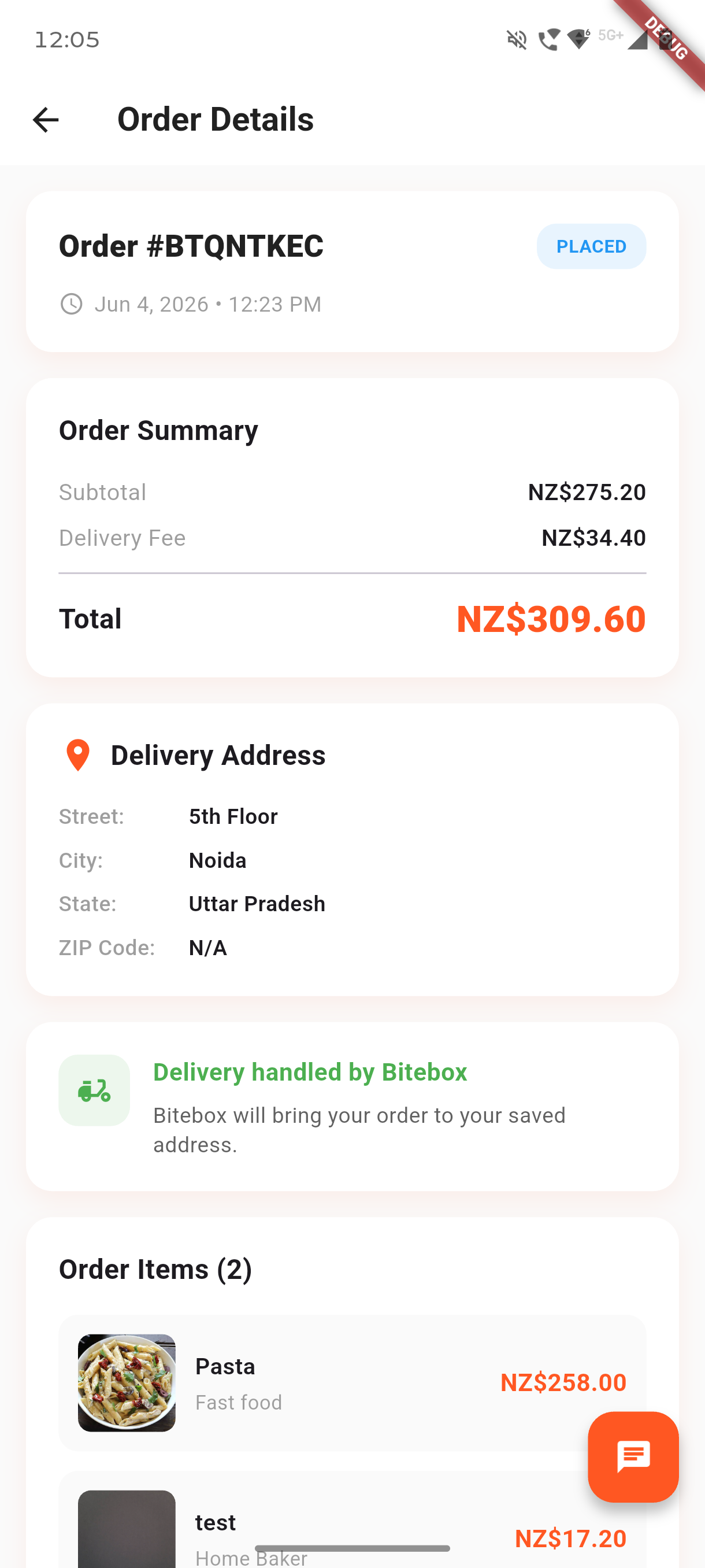 Order Tracking App Screen